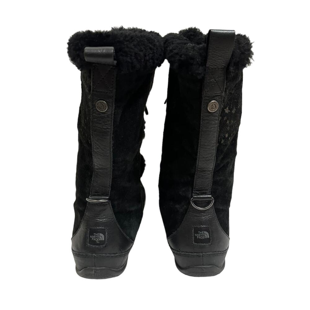 The North Face Primaloft Womens‎ Fur Leather Mid Lace Up Snow Boots Black SZ 8.5 - Picture 6 of 6